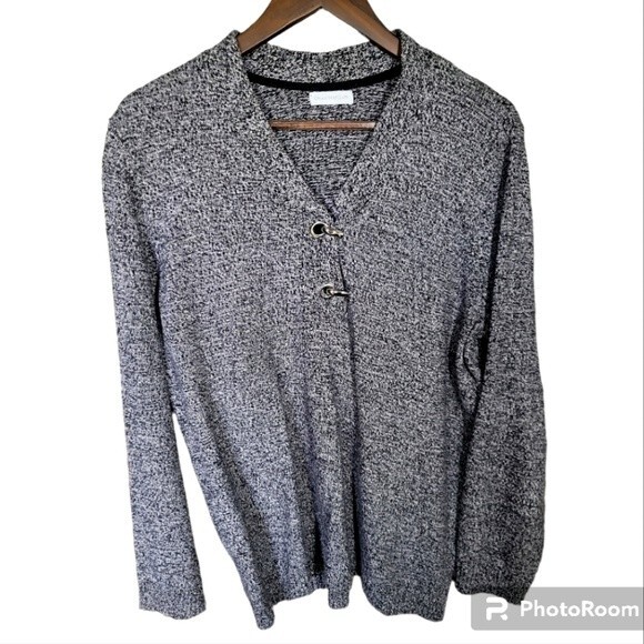 Charter Club Black White Knit Womens Sweater with Silver Detail Size M/L - Picture 1 of 9